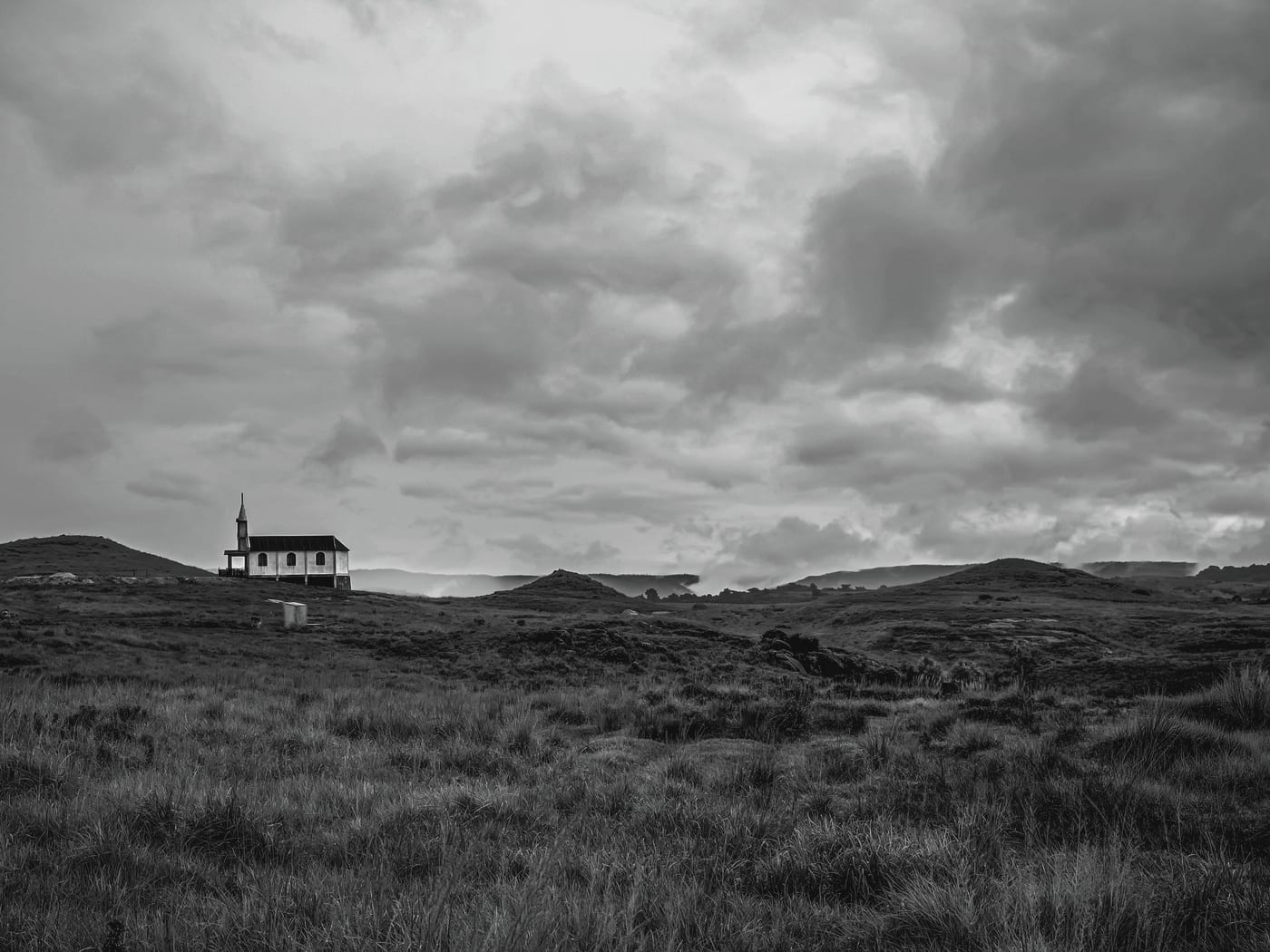 A lone church on the storm-swept moorland of Mawsynram, the wettest inhabited place on Earth